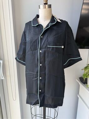 Standard Cloth Men's Short-Sleeve Button-Down Shirt with Piping